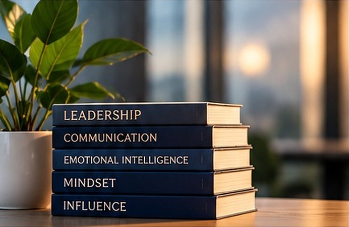 Books on leadership, communication, emotional intelligence, mindset and influence